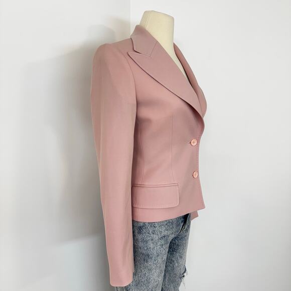 Dolce and Gabbana Single-Breasted Wool Crepe Jacket Blazer Light Pink 38 (US 2) - Picture 5 of 14